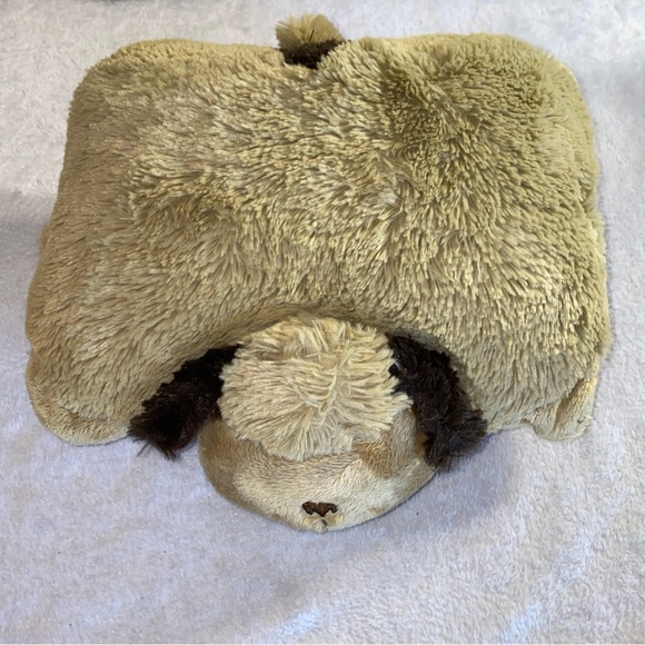 Pillow Pets PeeWee Dog Pup Fuzzy Plush Stuffed Animal Beige 10" Foldable Fluffy - Picture 1 of 13
